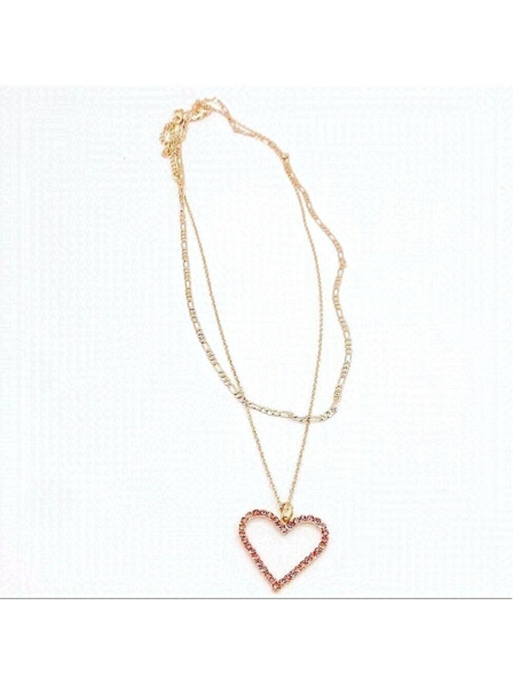 2X18IN Gold Filled Chains.+ Pink Pavé CZ Heart.
